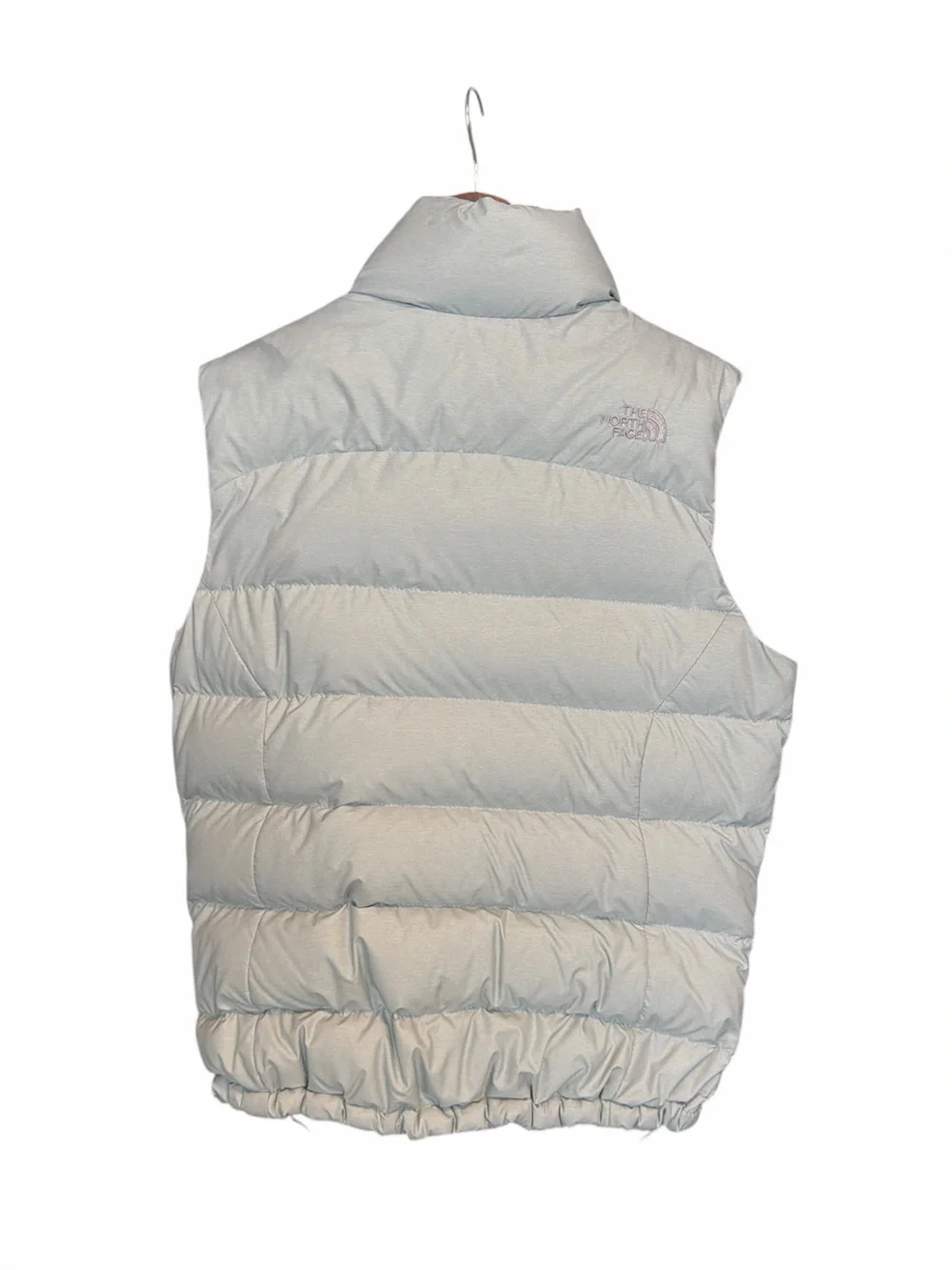 The North Face light gray puffer vest Medium down filled‎ blend winter outdoors